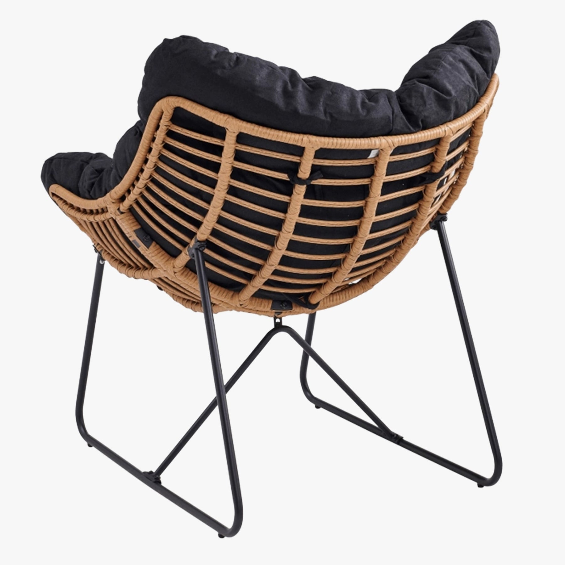FINN Fauteuil de jardin noir pieds en métal noir