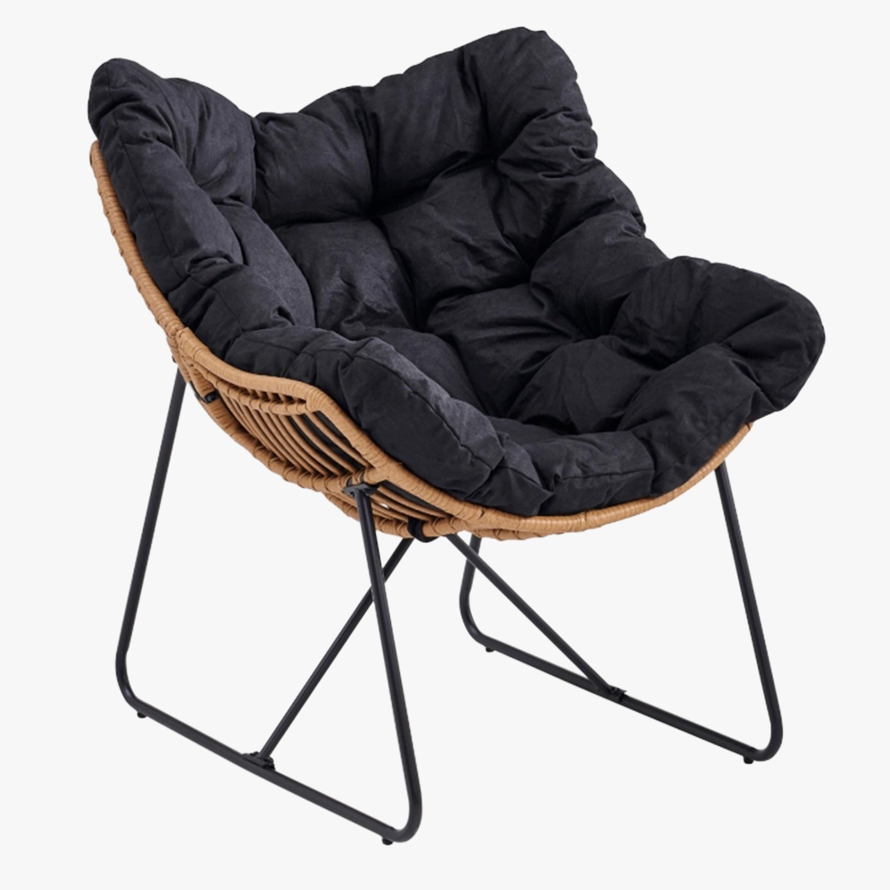 FINN Fauteuil de jardin noir pieds en métal noir