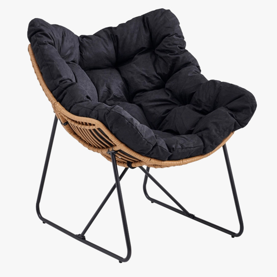 FINN Fauteuil de jardin noir pieds en métal noir