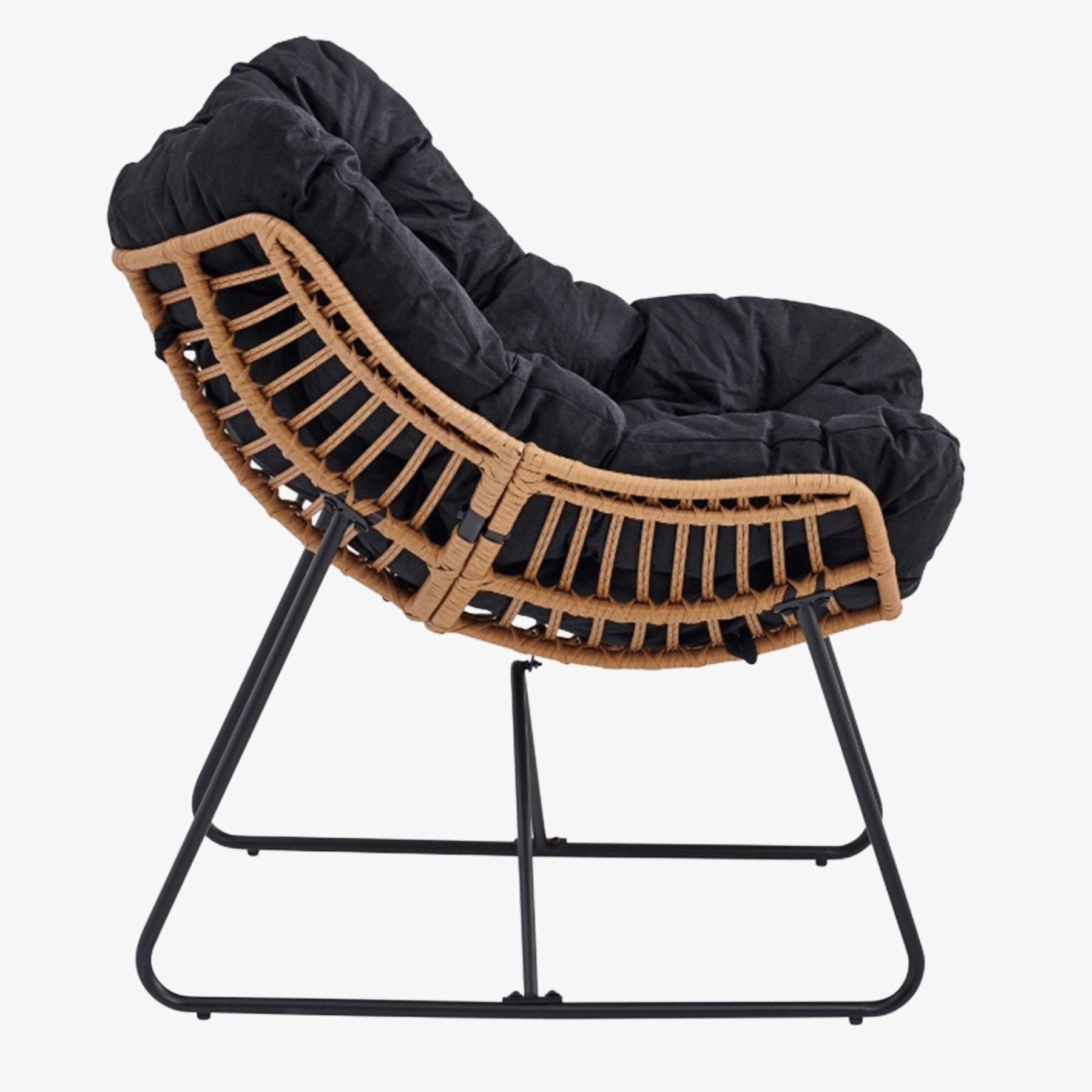 FINN Fauteuil de jardin noir pieds en métal noir