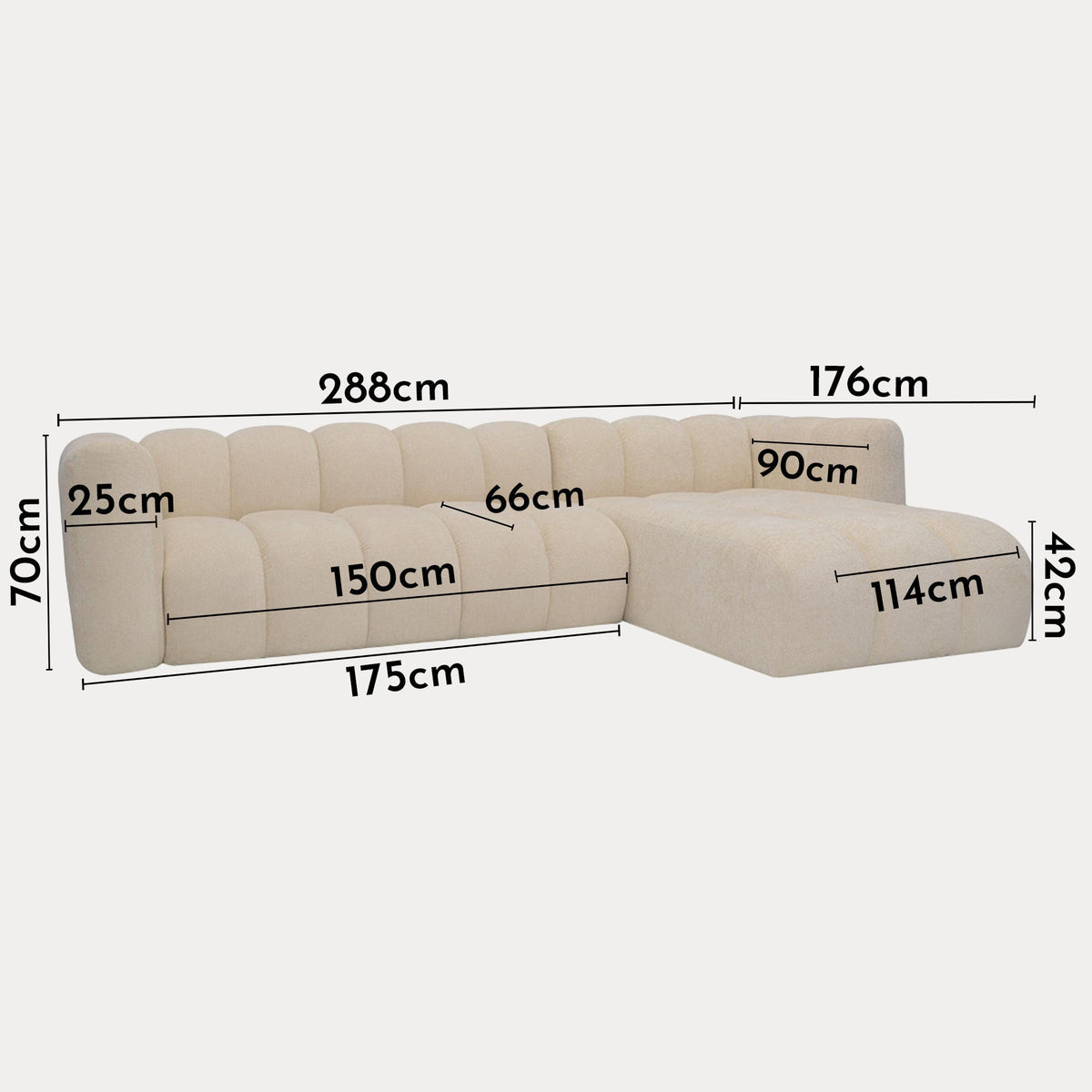 GABY Canapé d'angle réversible en tissu beige
