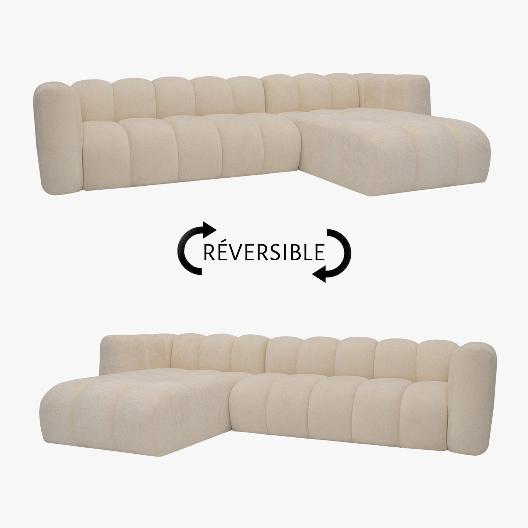 GABY Canapé d'angle réversible en tissu beige