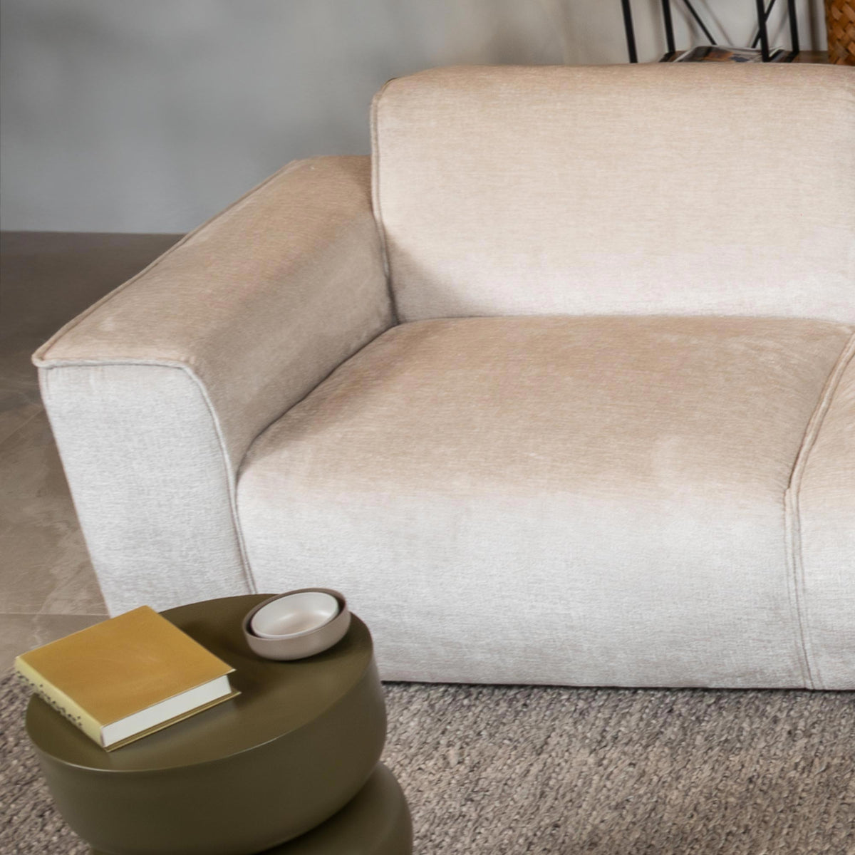 GIULIA Canapé d'angle en tissu beige - Angle gauche