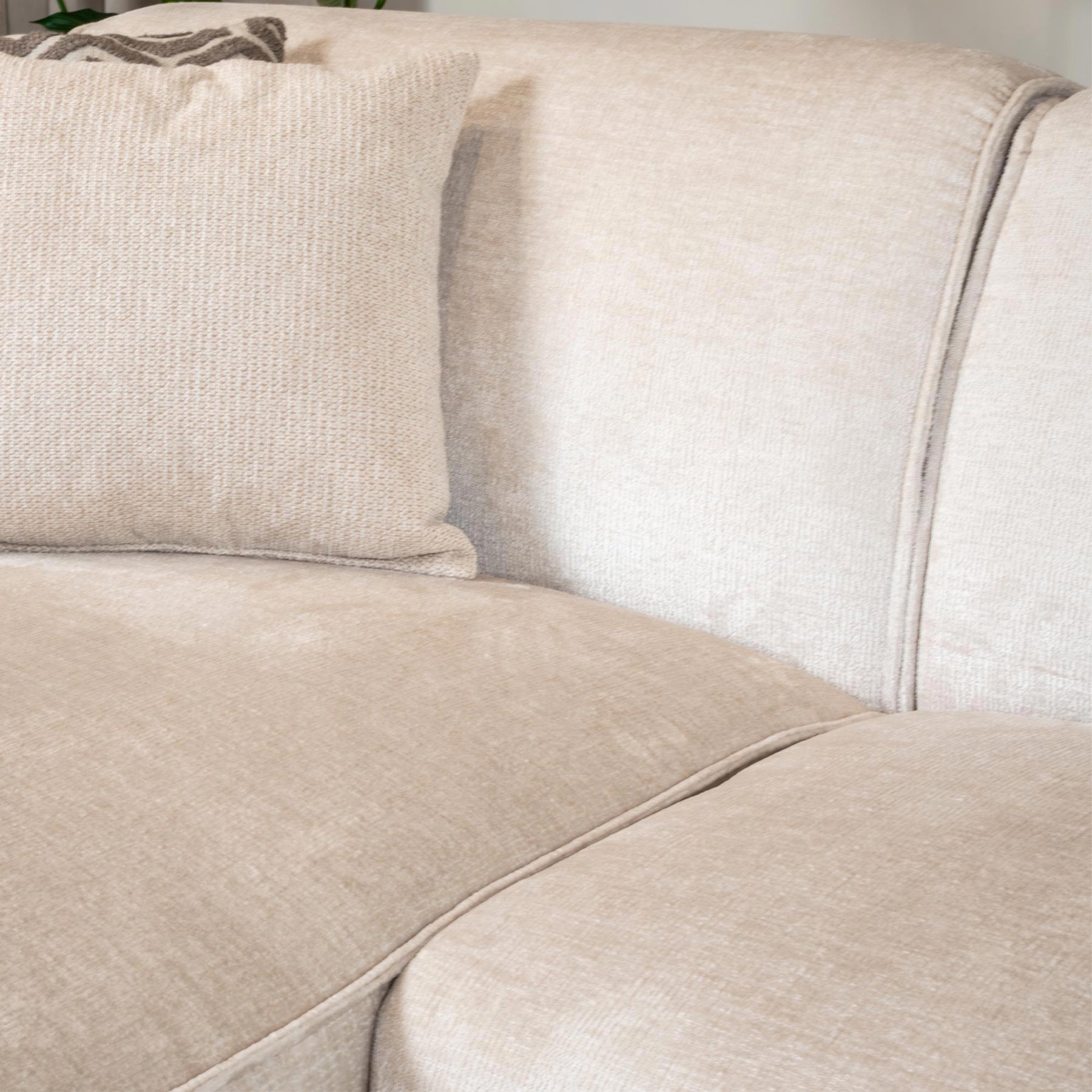 GIULIA Canapé panoramique en tissu beige - Angle droit