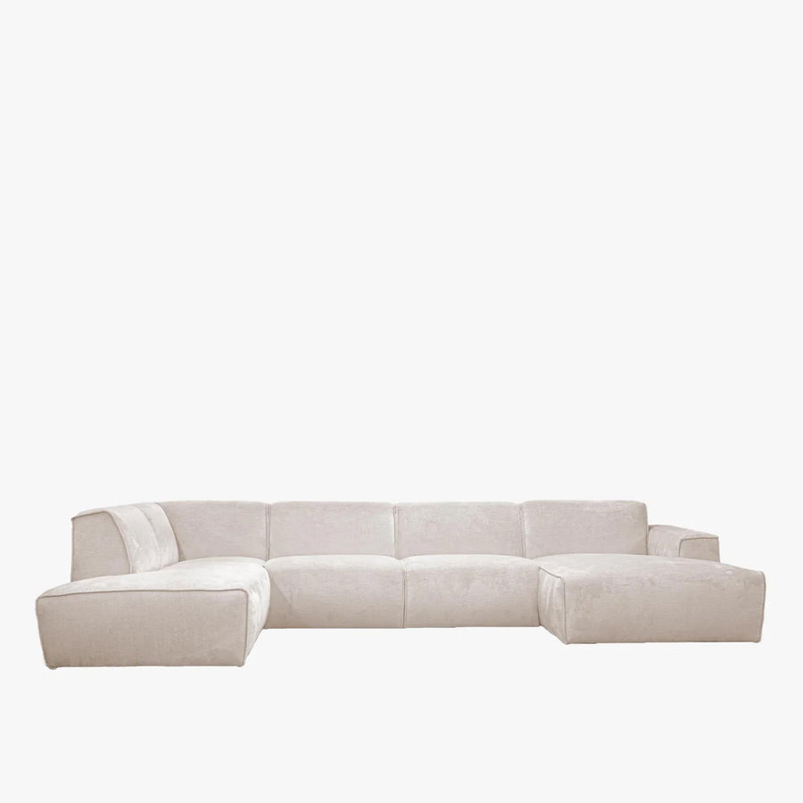 GIULIA Canapé panoramique en tissu beige - Angle droit