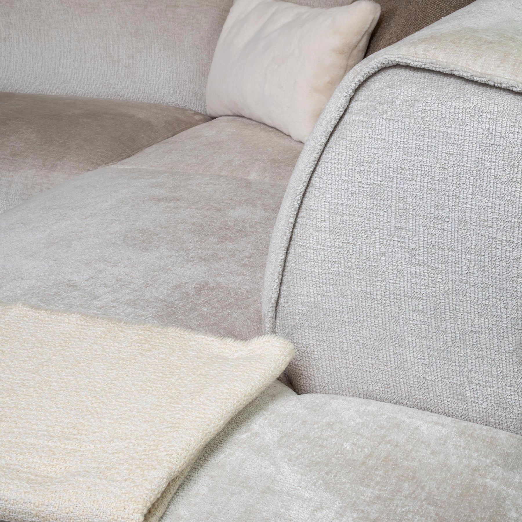 GIULIA Canapé panoramique en tissu beige - Angle droit