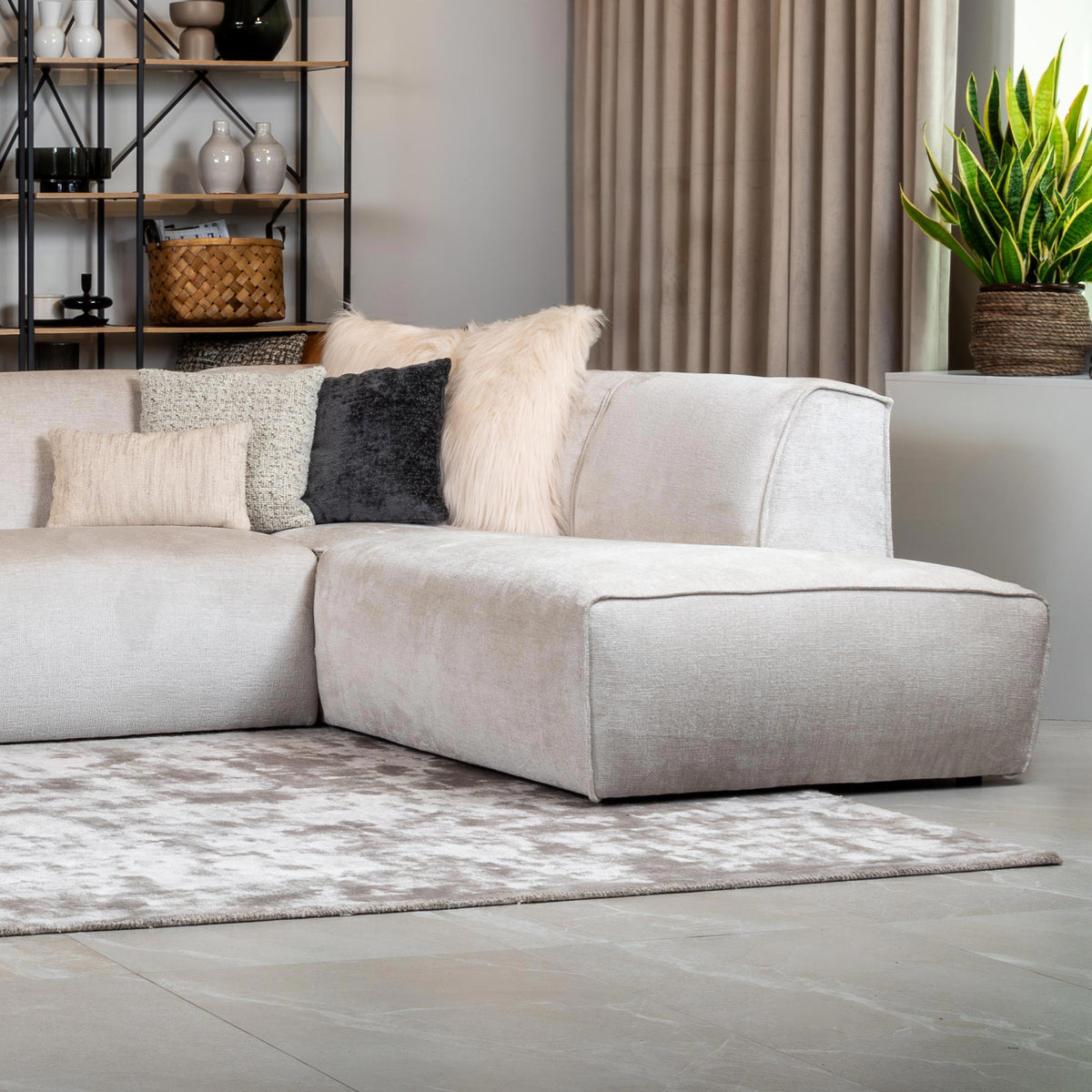 GIULIA Canapé panoramique en tissu beige - Angle droit