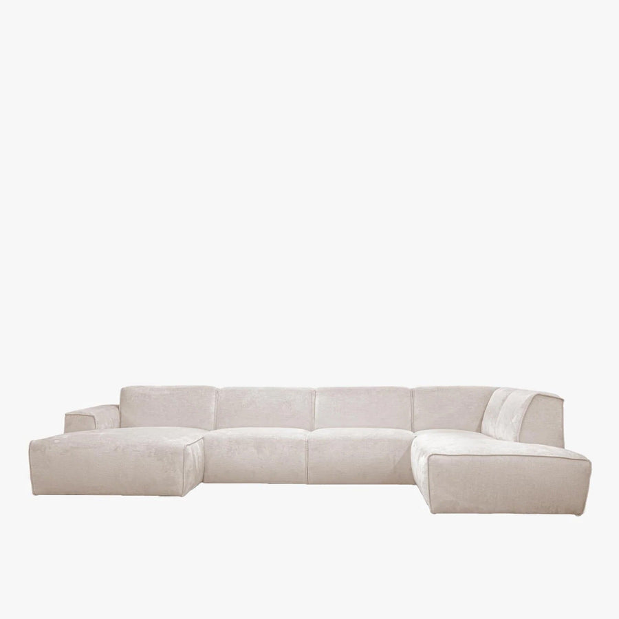 GIULIA Canapé panoramique en tissu beige - Angle gauche