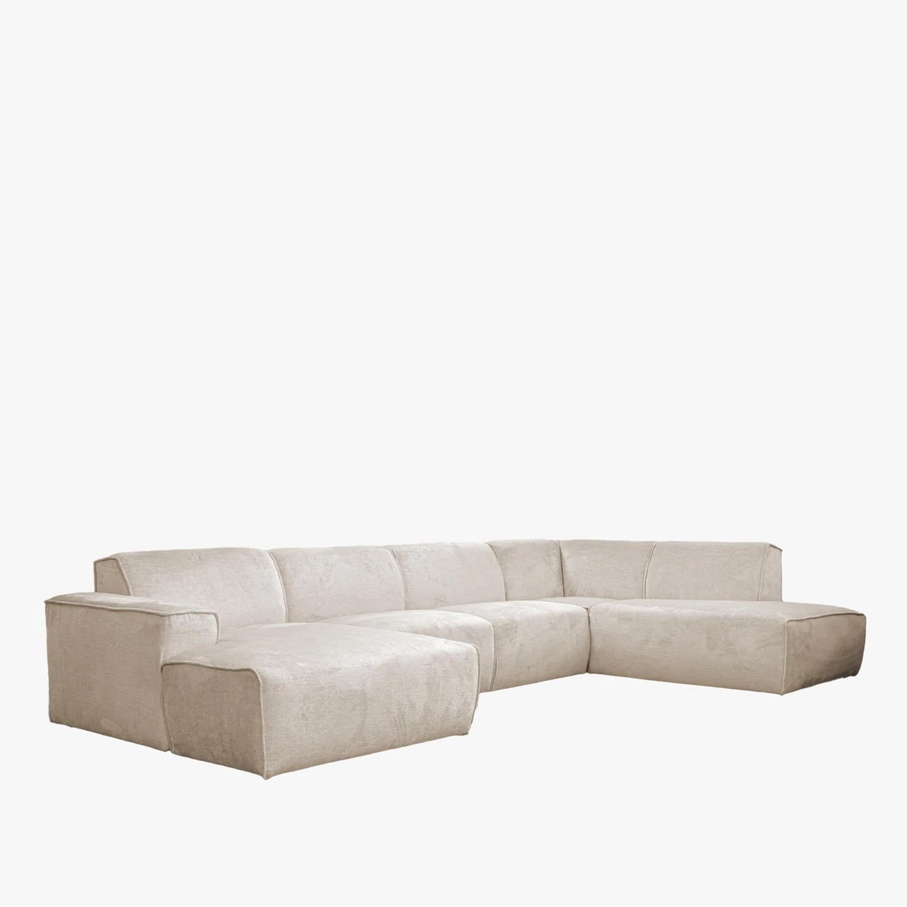 GIULIA Canapé panoramique en tissu beige - Angle gauche