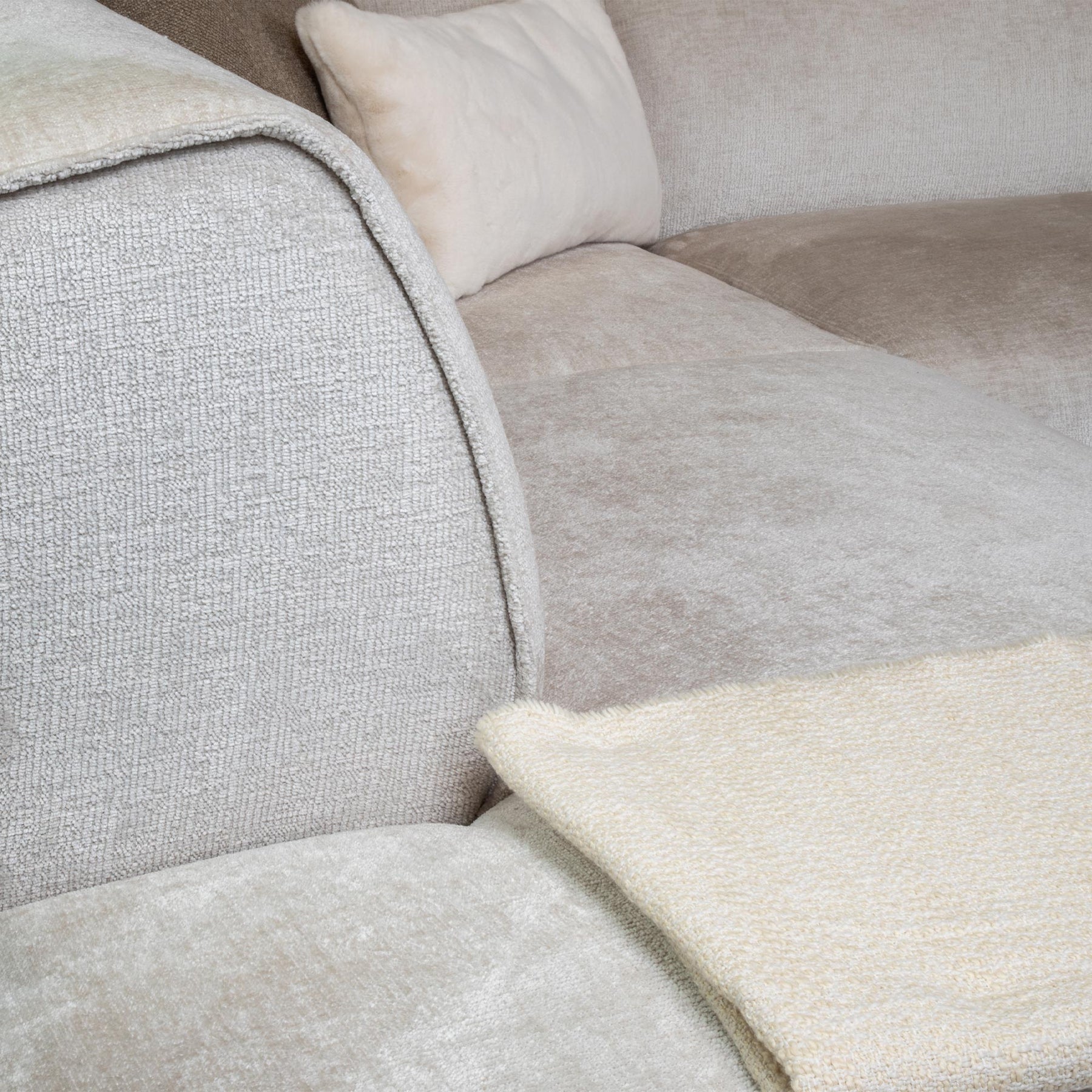 GIULIA Canapé panoramique en tissu beige - Angle gauche