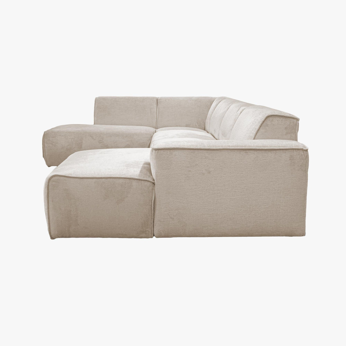GIULIA Canapé panoramique en tissu beige - Angle gauche