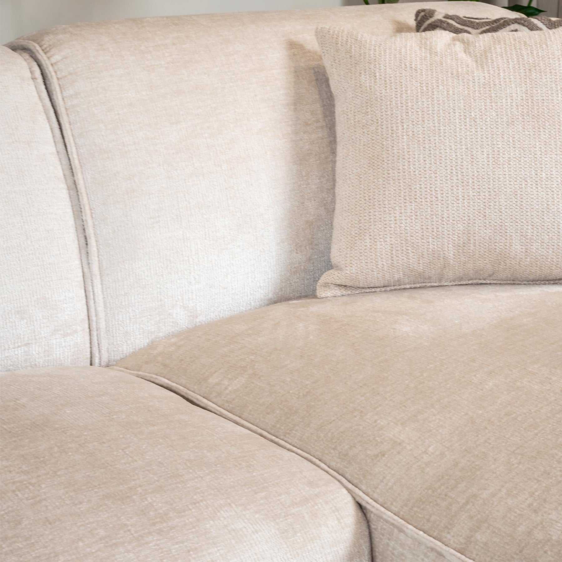 GIULIA Canapé panoramique en tissu beige - Angle gauche
