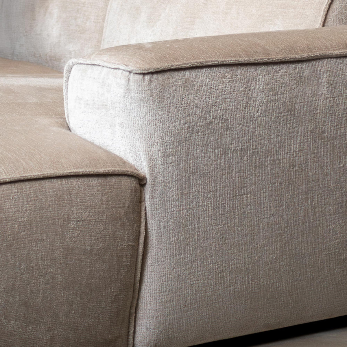 GIULIA Canapé panoramique en tissu beige - Angle gauche