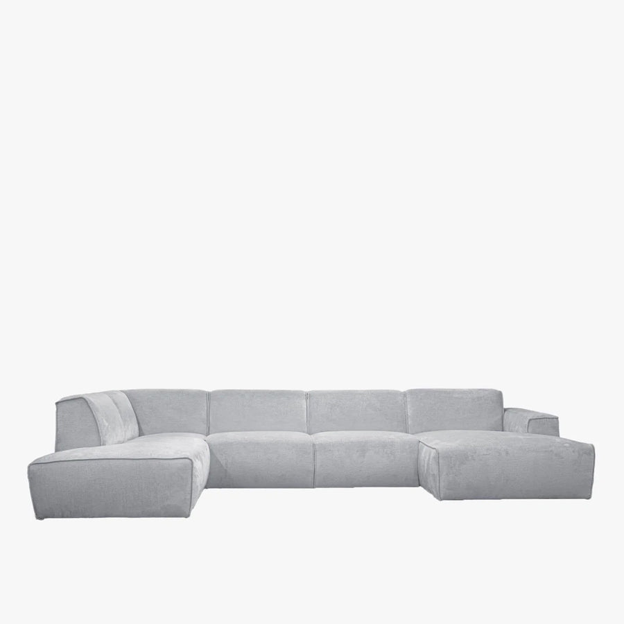 GIULIA Canapé panoramique en tissu gris - Angle droit