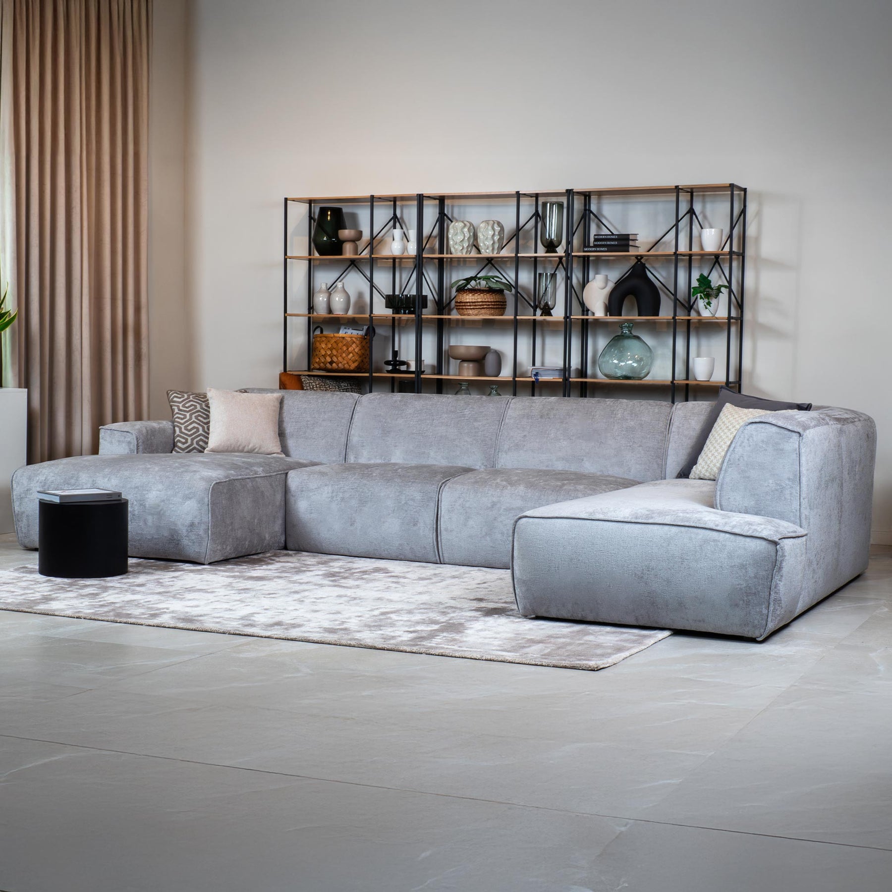 GIULIA Canapé panoramique en tissu gris - Angle droit