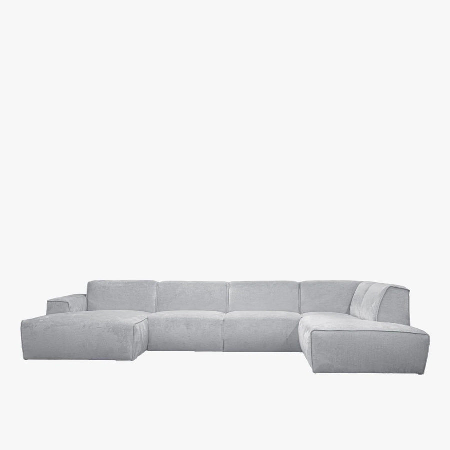 GIULIA Canapé panoramique en tissu gris - Angle gauche