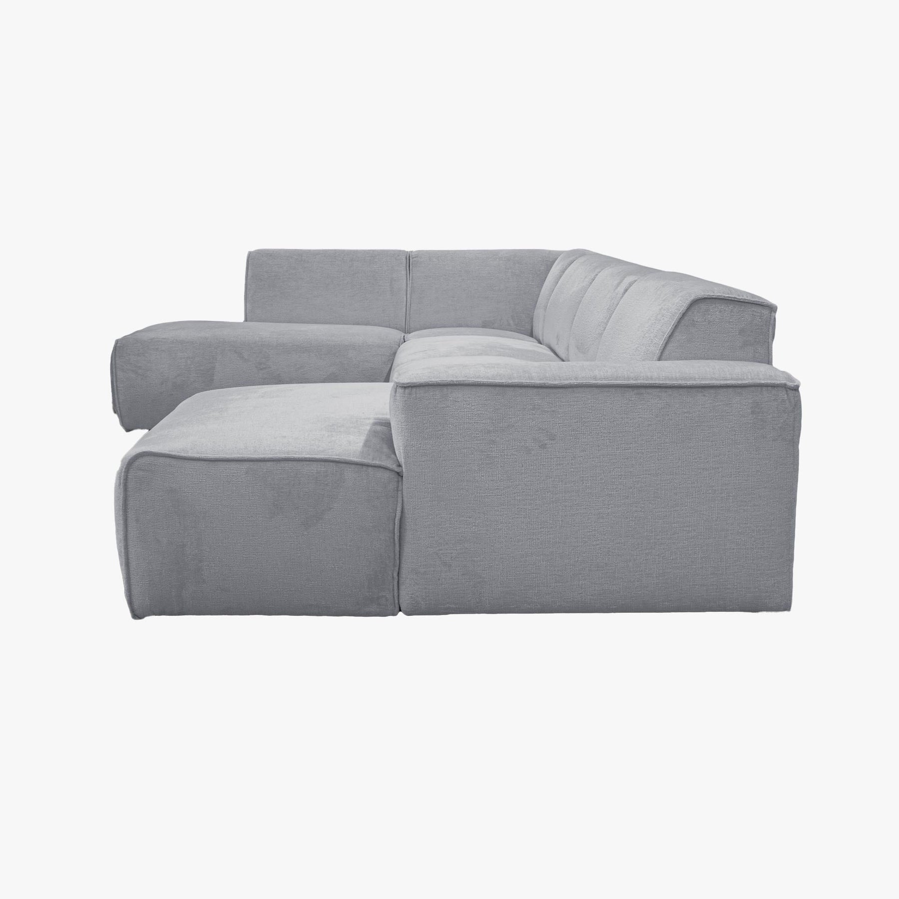 GIULIA Canapé panoramique en tissu gris - Angle gauche