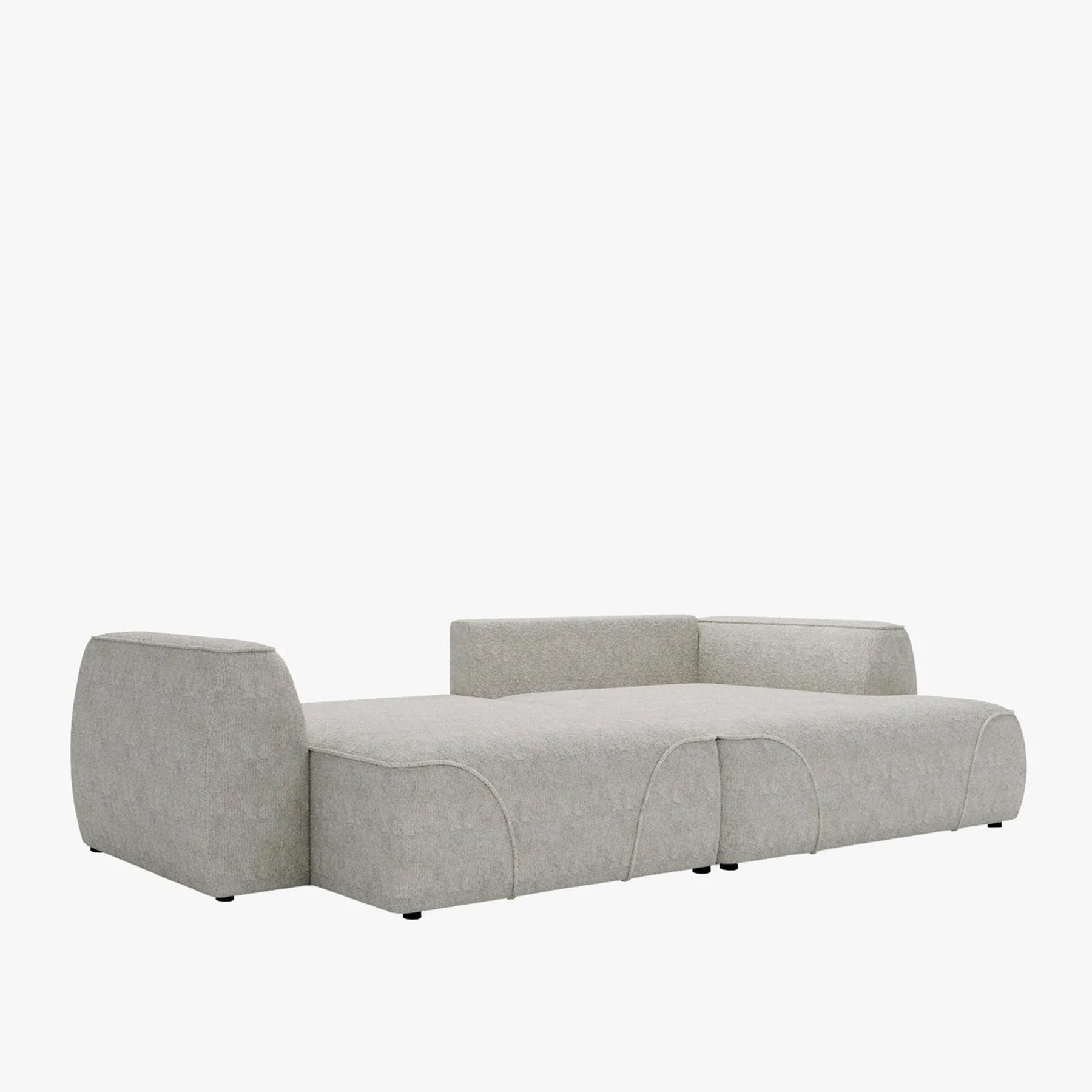 GRACE Canapé d'angle convertible avec coffre en tissu beige - Angle droit