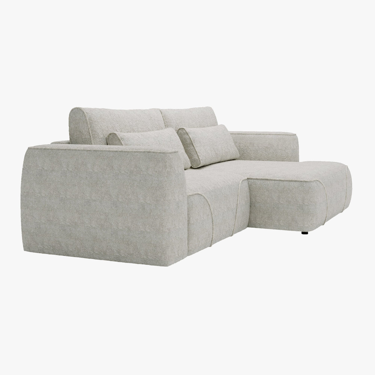 GRACE Canapé d'angle convertible avec coffre en tissu beige - Angle droit