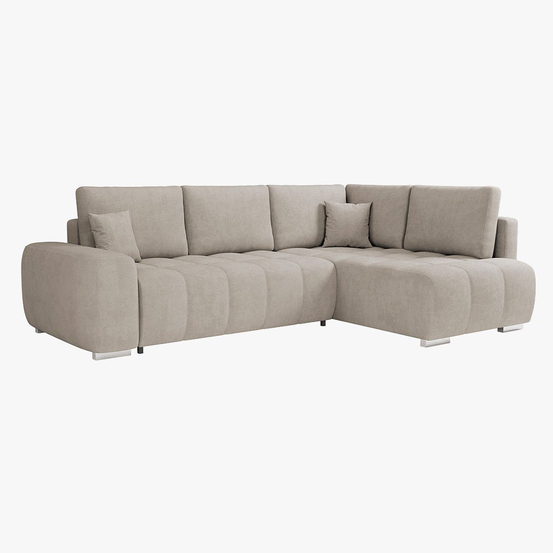 GYLIAN Canapé d'angle réversible et convertible avec coffre en tissu beige