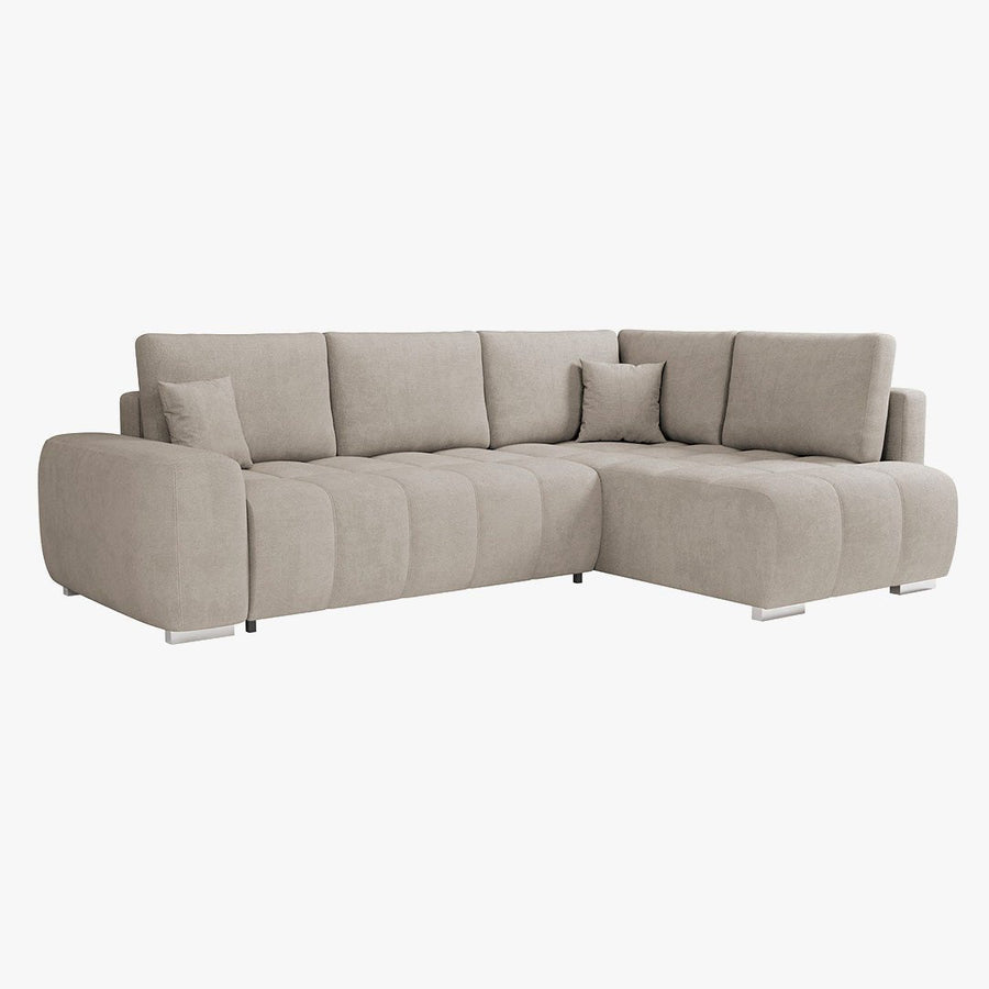 GYLIAN Canapé d'angle réversible et convertible avec coffre en tissu beige