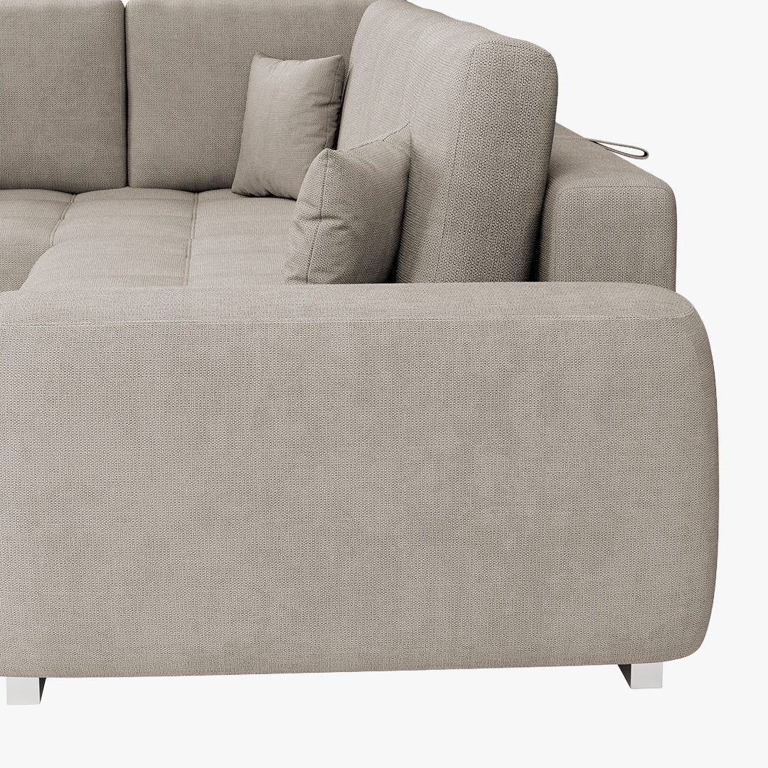 GYLIAN Canapé d'angle réversible et convertible avec coffre en tissu beige
