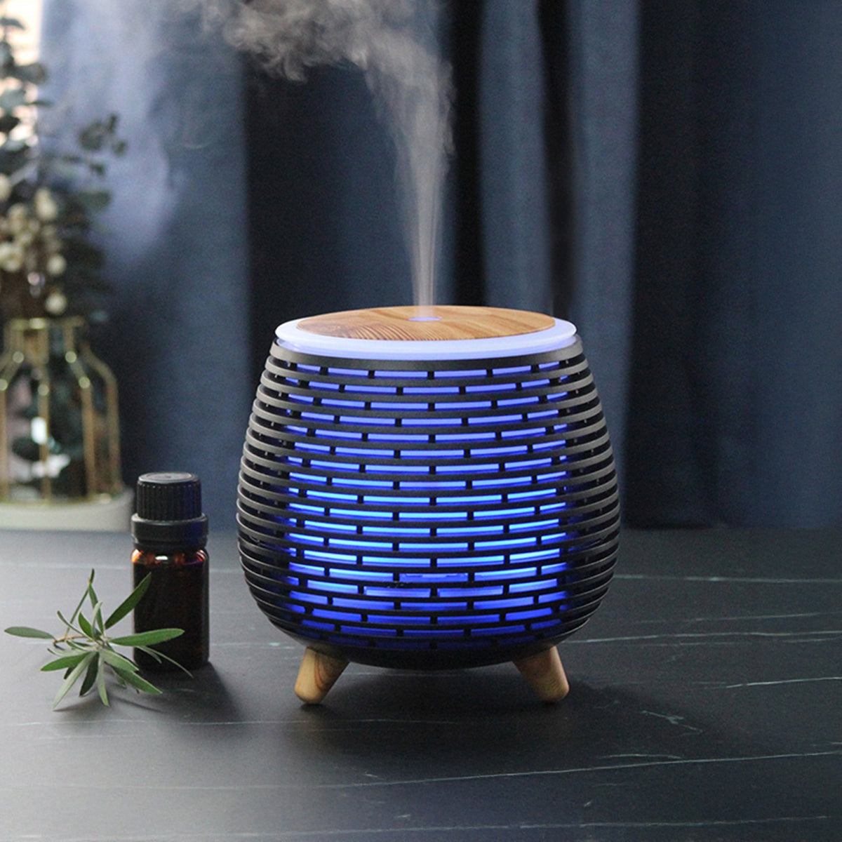 HELYR Diffuseur d'huiles essentielles à LED noir