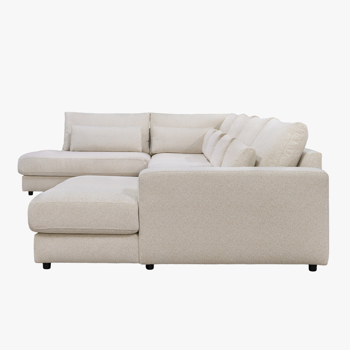 HILONA U Canapé panoramique tissu beige - Angle droit