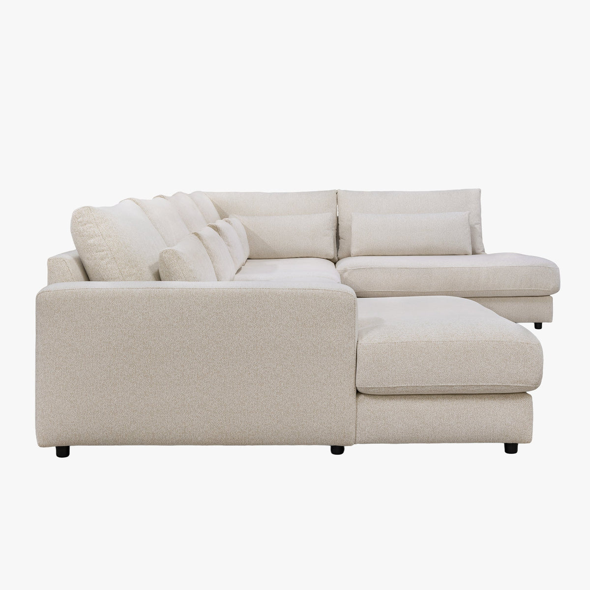HILONA U Canapé panoramique tissu beige - Angle gauche