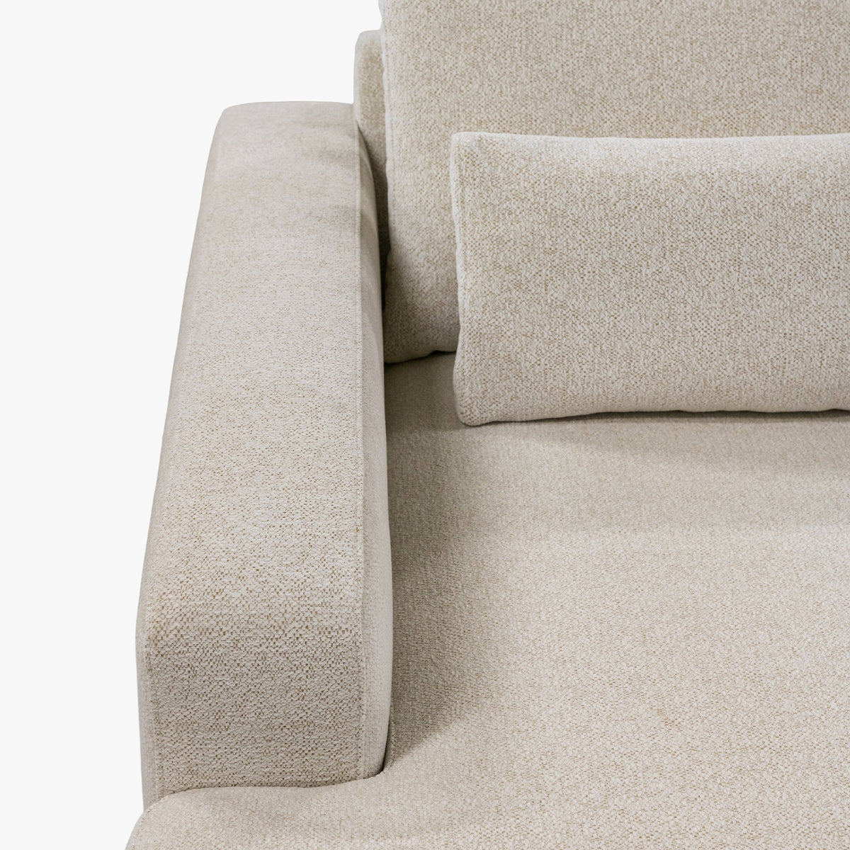 HILONA U Canapé panoramique tissu beige - Angle gauche