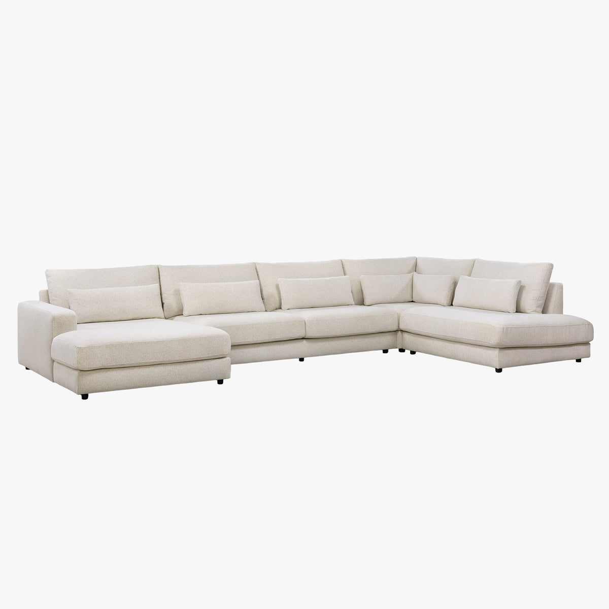 HILONA U Canapé panoramique tissu beige - Angle gauche