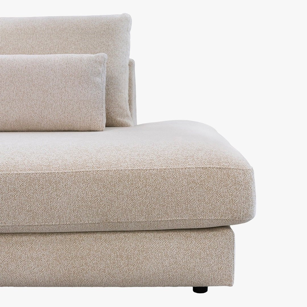 HILONA XL Canapé d'angle en tissu beige - Angle droit