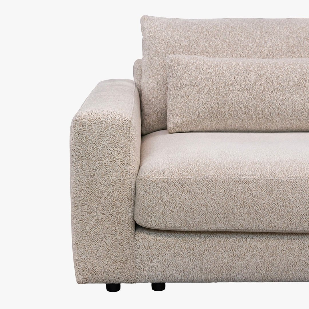 HILONA XL Canapé d'angle en tissu beige - Angle droit