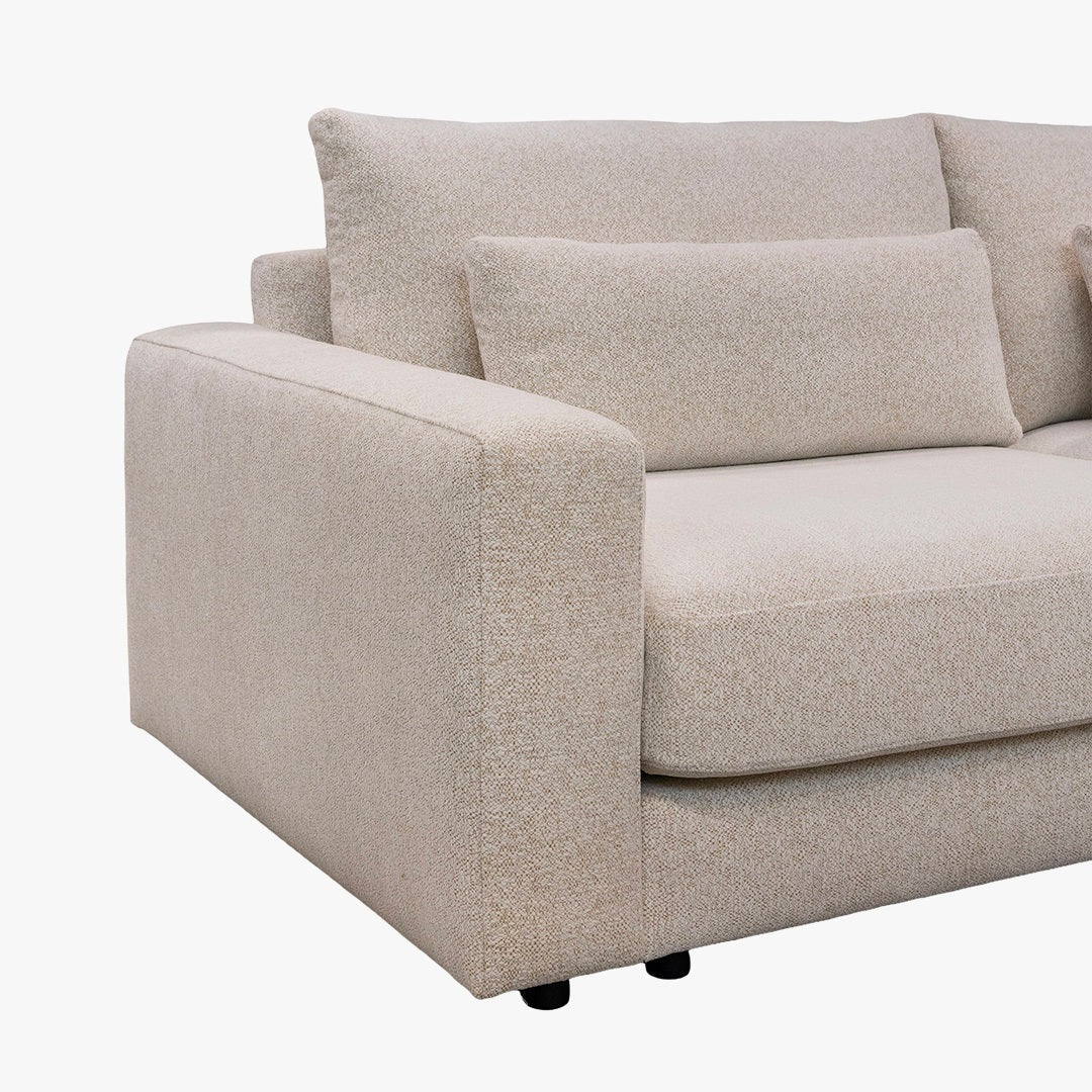 HILONA XL Canapé d'angle en tissu beige - Angle droit