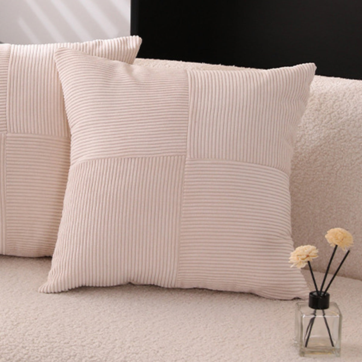 ISYS Coussin carré en tissu côtelé  beige 45x45 cm