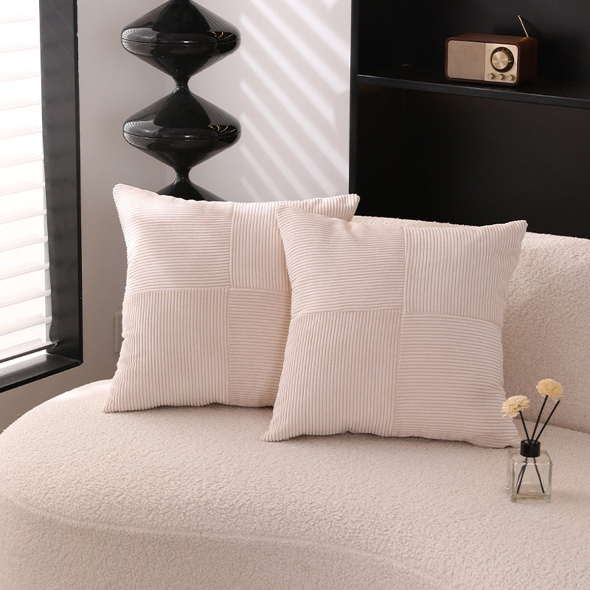 ISYS Coussin carré en tissu côtelé  beige 45x45 cm