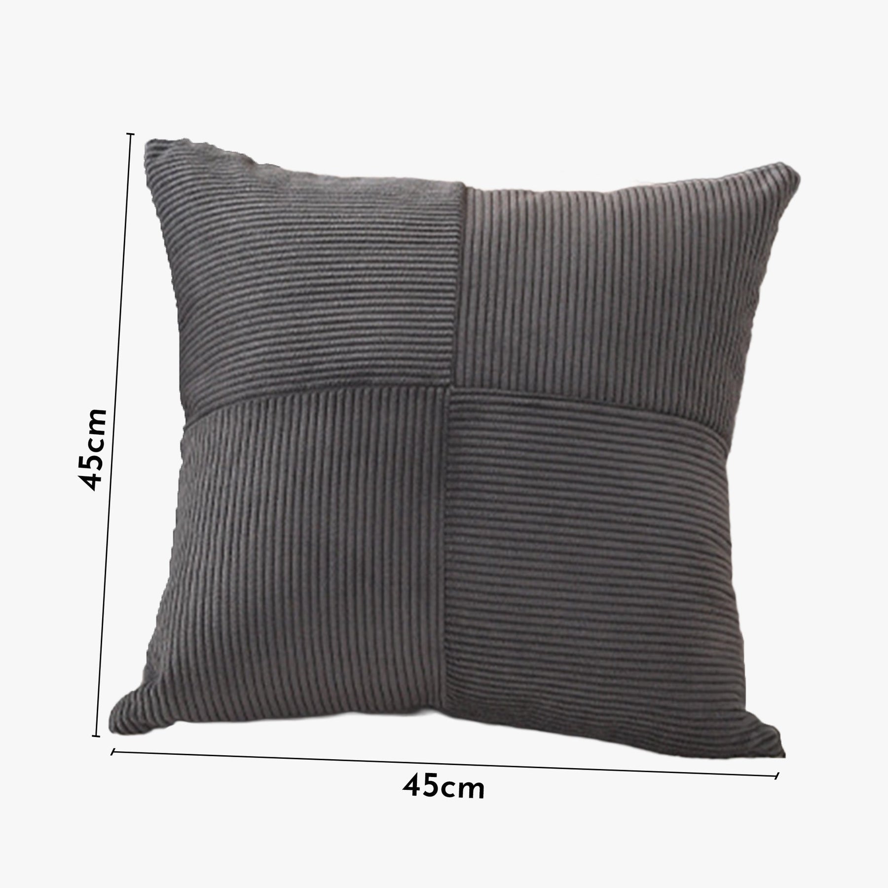 ISYS Coussin carré en tissu côtelé gris 45x45 cm