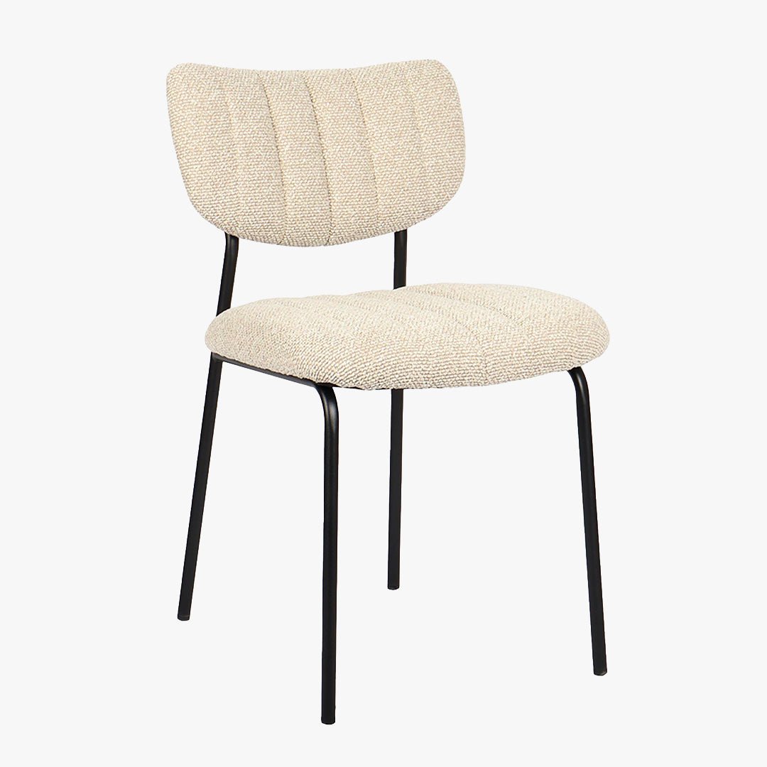 JAYDA Lot de 2 chaises en tissu beige piètement métal noir
