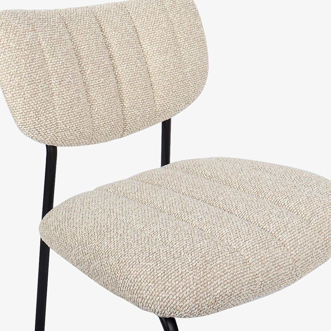 JAYDA Lot de 2 chaises en tissu beige piètement métal noir