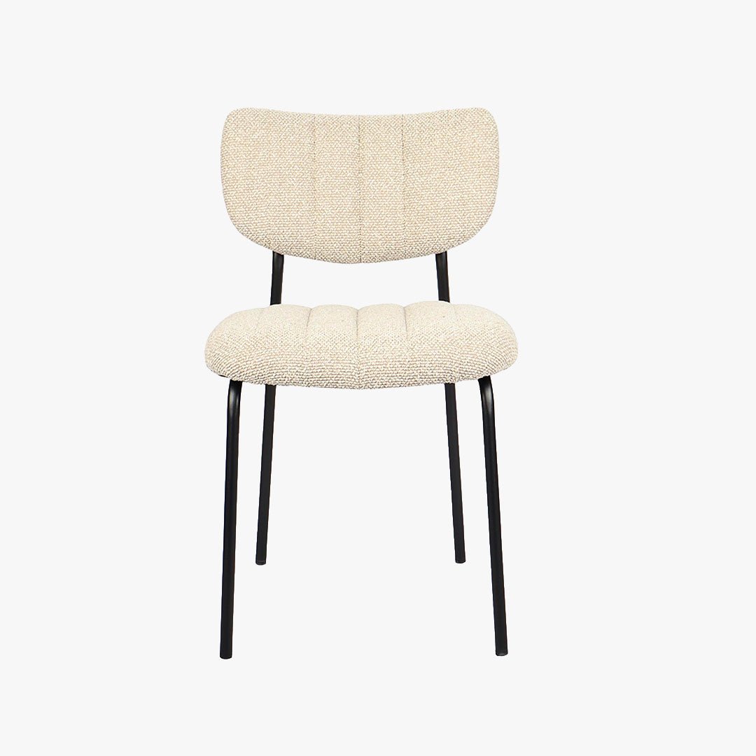 JAYDA Lot de 2 chaises en tissu beige piètement métal noir