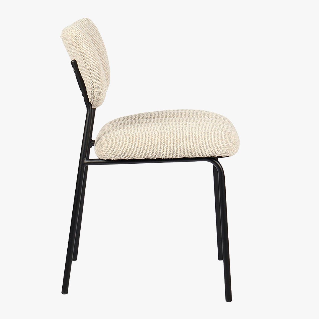 JAYDA Lot de 2 chaises en tissu beige piètement métal noir