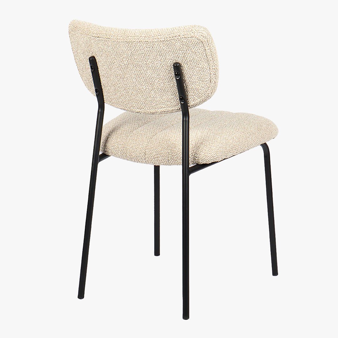 JAYDA Lot de 2 chaises en tissu beige piètement métal noir