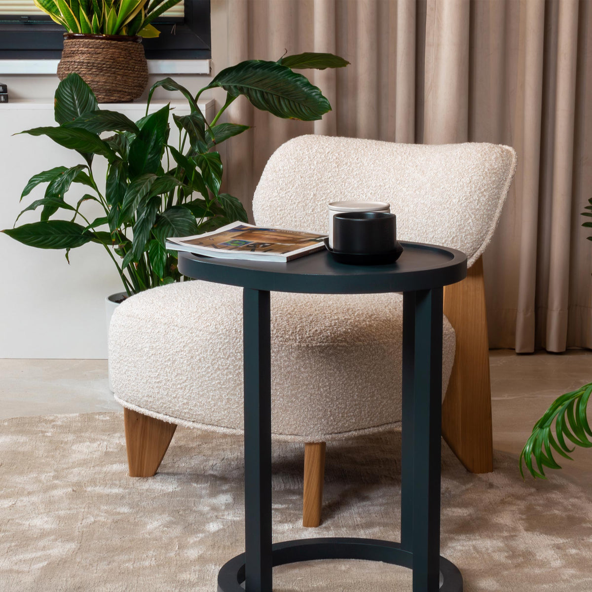 JEYZ Fauteuil design effet peau de mouton beige