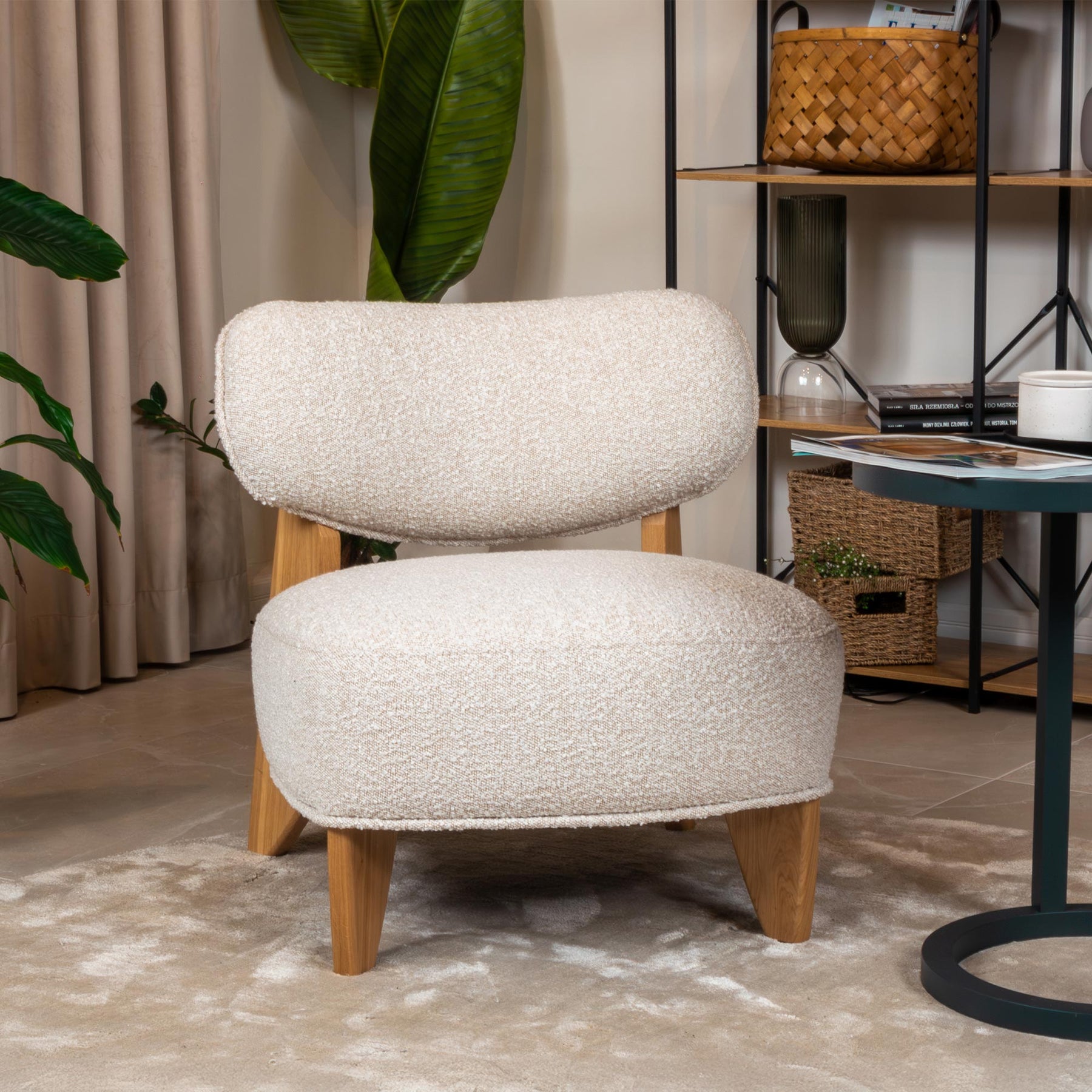 JEYZ Fauteuil design effet peau de mouton beige