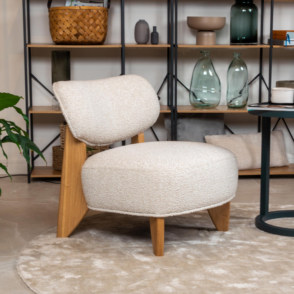 JEYZ Fauteuil design effet peau de mouton beige