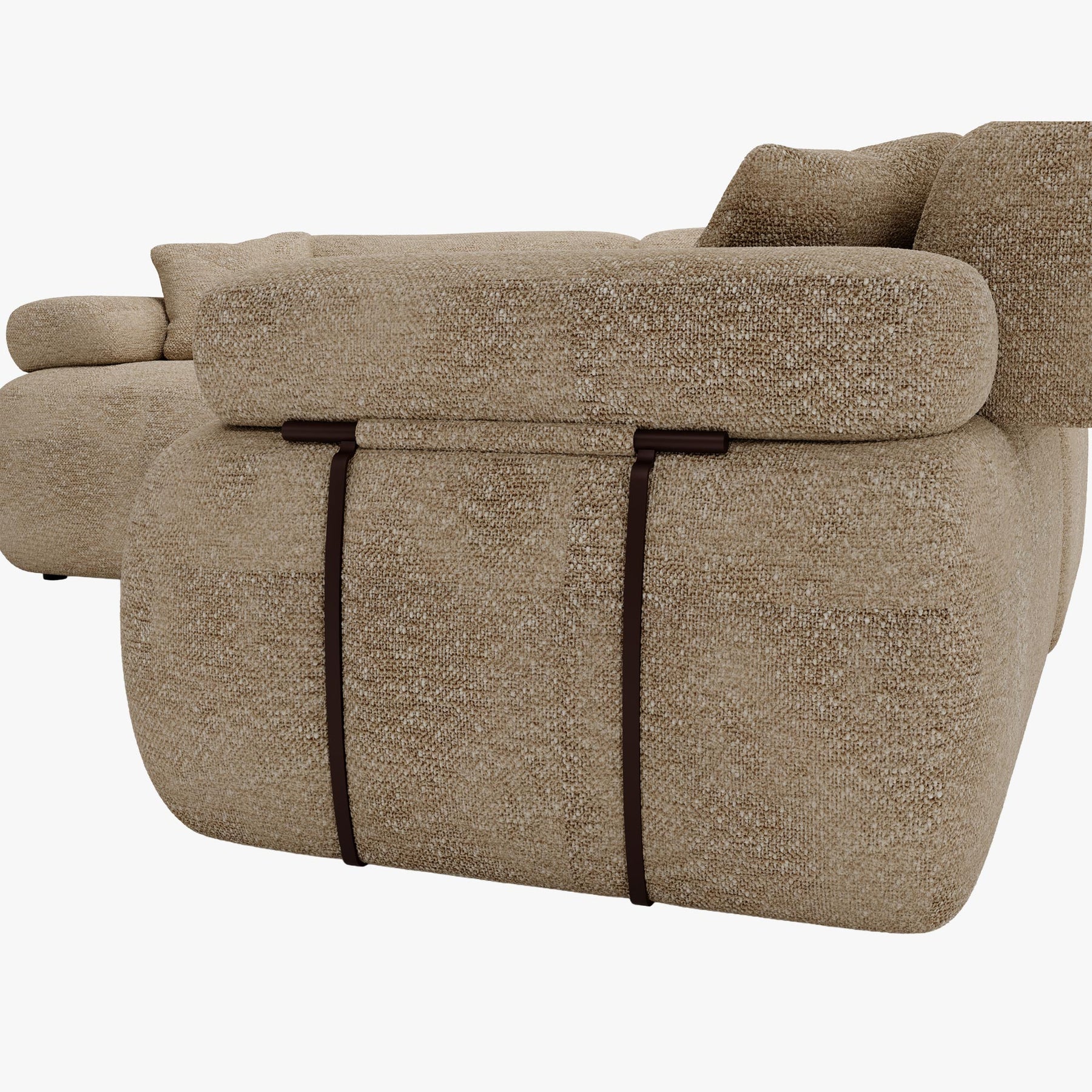 KAELA Canapé d'angle réversible avec dossier amovible en tissu beige foncé