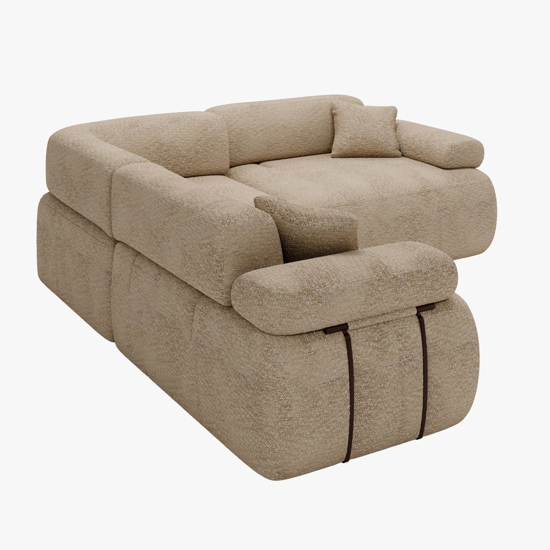 KAELA Canapé d'angle réversible avec dossier amovible en tissu beige foncé