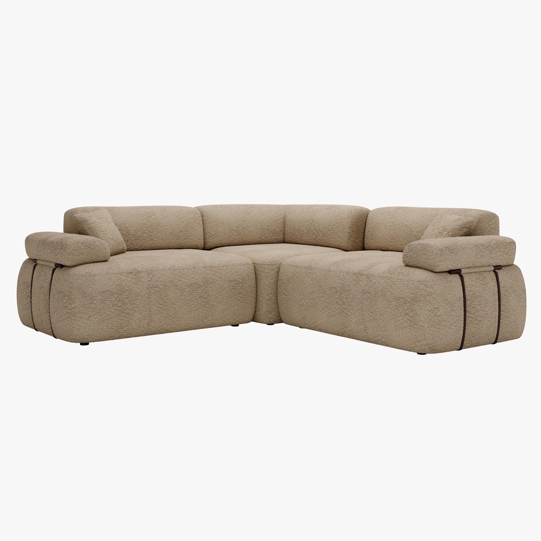 KAELA Canapé d'angle réversible avec dossier amovible en tissu beige foncé