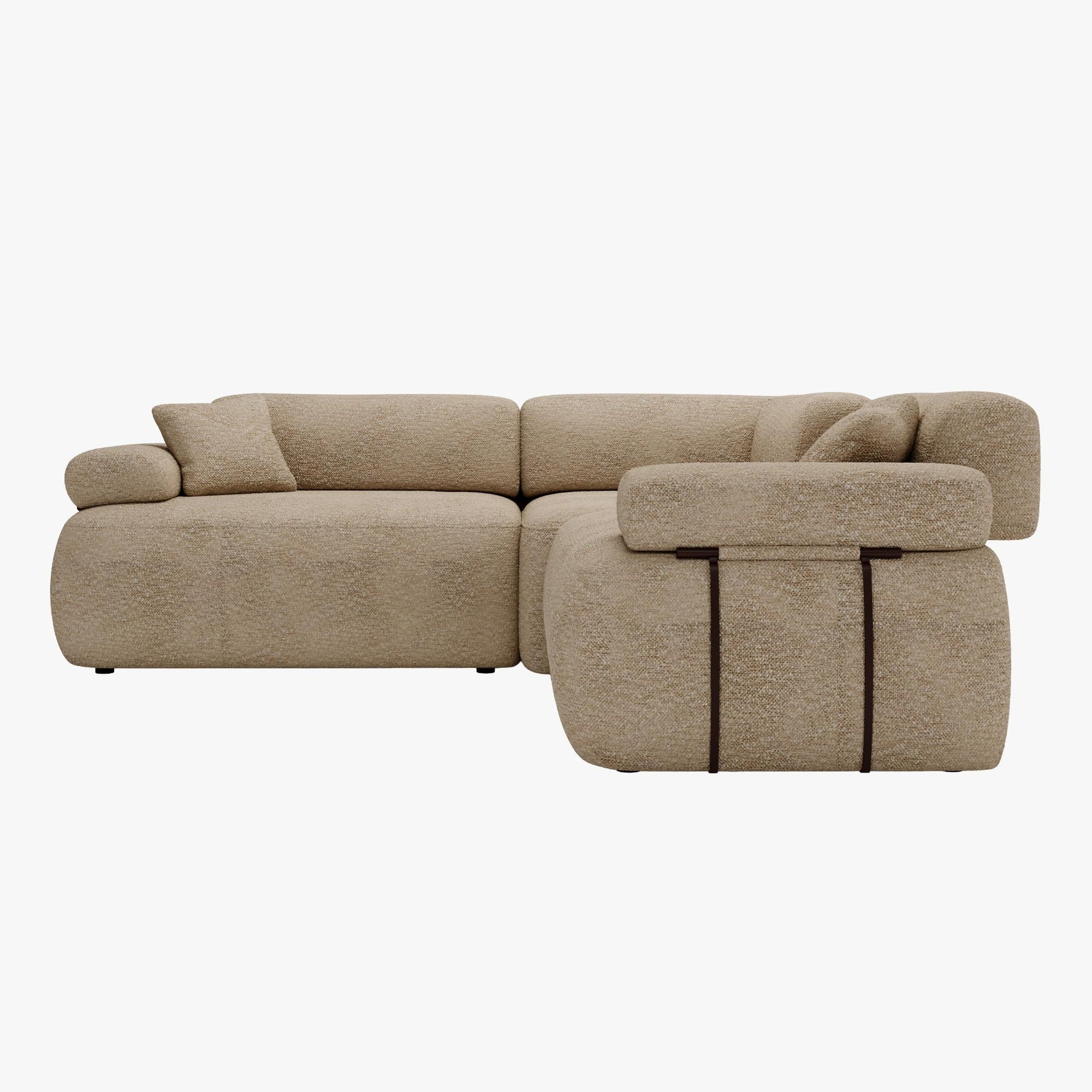 KAELA Canapé d'angle réversible avec dossier amovible en tissu beige foncé