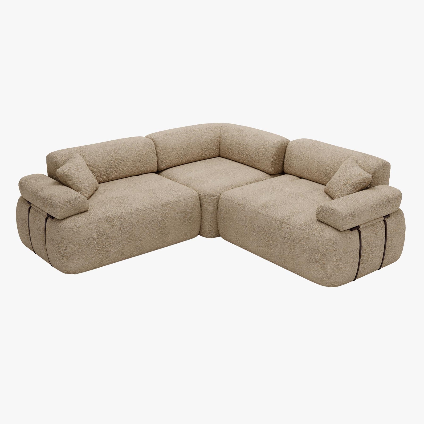KAELA Canapé d'angle réversible avec dossier amovible en tissu beige foncé